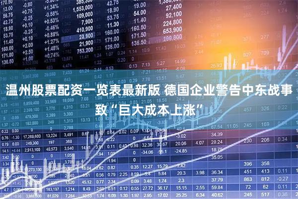 温州股票配资一览表最新版 德国企业警告中东战事致“巨大成本上涨”